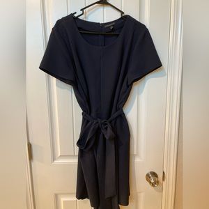 Plus Size Navy Shorts Belted Romper